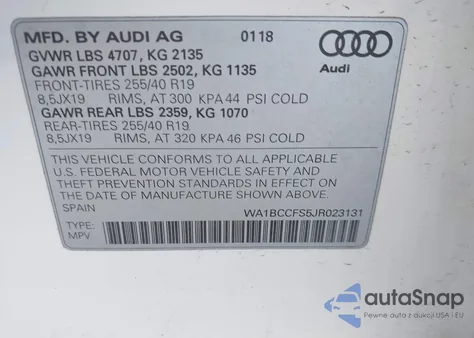 2018 Audi Q3 2.0T Premium from USA, damaged, VIN WA1BCCFS5JR023131